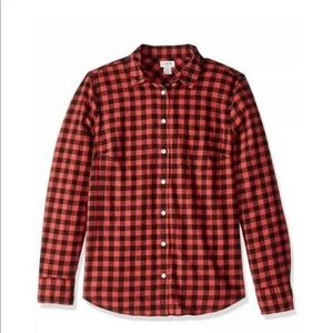 J Crew men’s button down buffalo check Red Black M